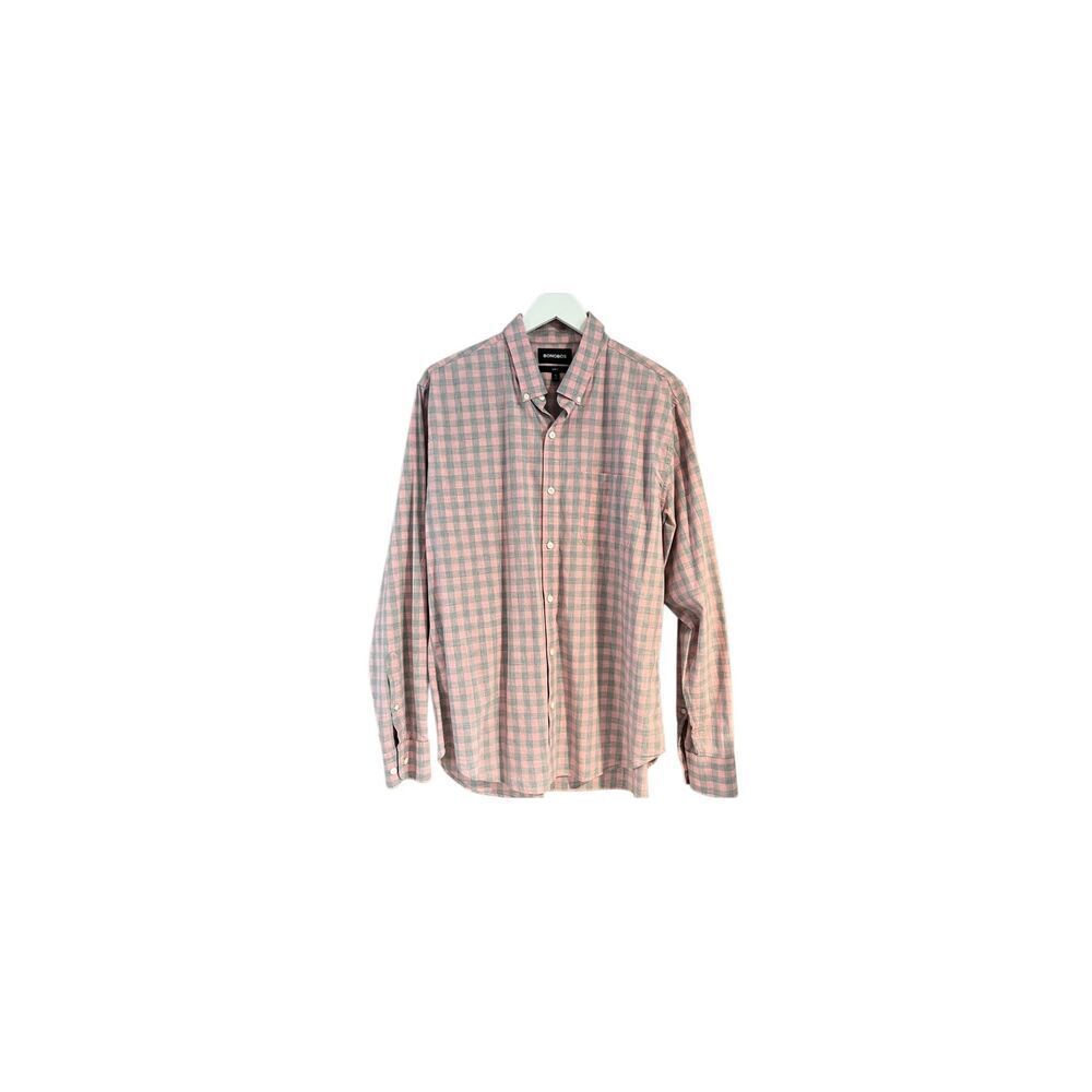 Bonobos pink and light blue checked 100% cotton button down shirt - XL